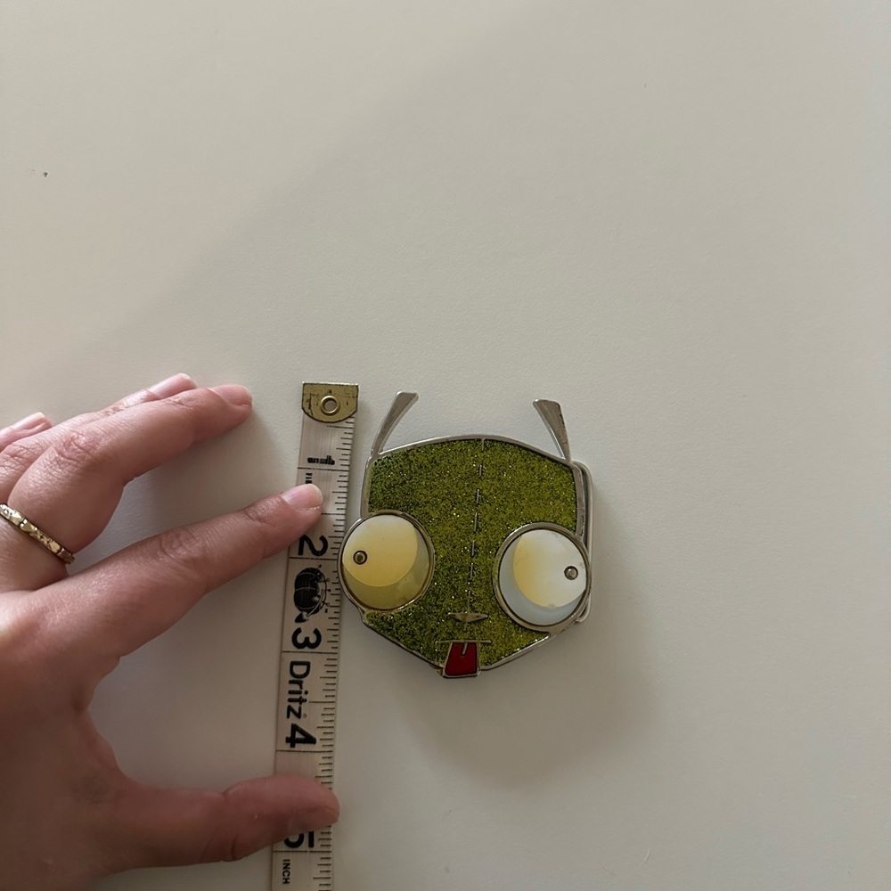 Vintage Y2K Invader Zim Gir Belt Buckle Glitter Green 2009 Viacom Nickelodeon - Picture 4 of 5